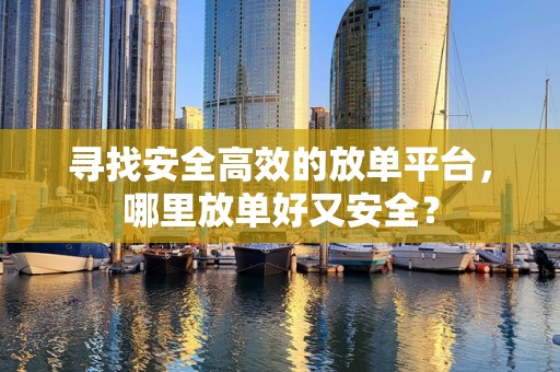 寻找安全高效的放单平台，哪里放单好又安全？