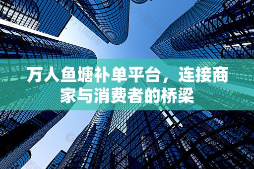 万人鱼塘补单平台，连接商家与消费者的桥梁