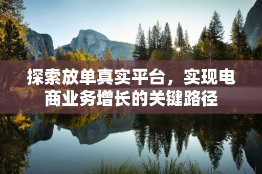 探索放单真实平台，实现电商业务增长的关键路径