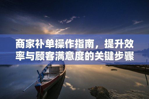 商家补单操作指南，提升效率与顾客满意度的关键步骤