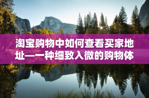 淘宝购物中如何查看买家地址—一种细致入微的购物体验优化策略
