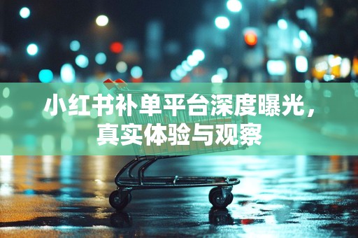 小红书补单平台深度曝光，真实体验与观察