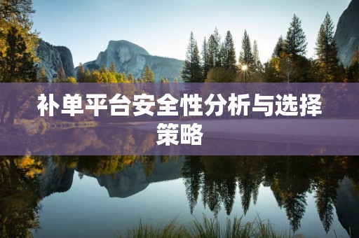 补单平台安全性分析与选择策略