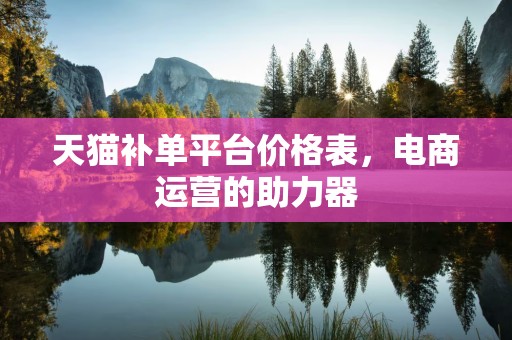 天猫补单平台价格表，电商运营的助力器