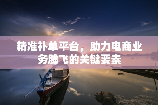 精准补单平台，助力电商业务腾飞的关键要素