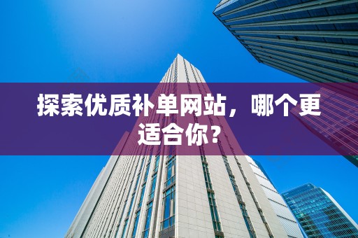 探索优质补单网站，哪个更适合你？