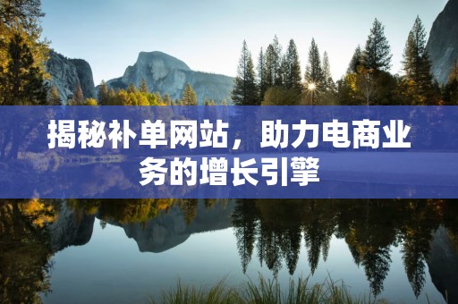 揭秘补单网站，助力电商业务的增长引擎