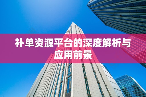 补单资源平台的深度解析与应用前景