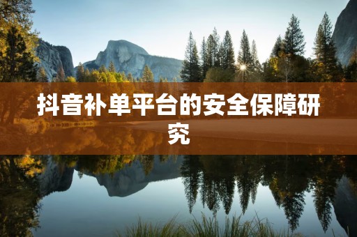 抖音补单平台的安全保障研究