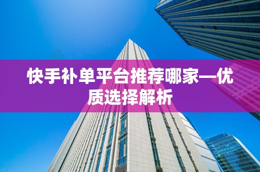 快手补单平台推荐哪家—优质选择解析