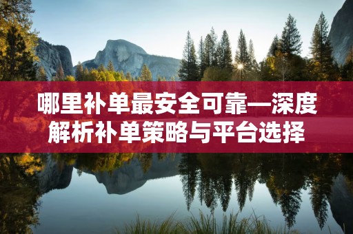 哪里补单最安全可靠—深度解析补单策略与平台选择