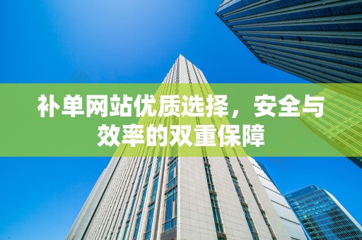 补单网站优质选择，安全与效率的双重保障