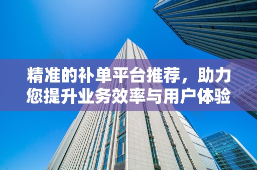 精准的补单平台推荐，助力您提升业务效率与用户体验