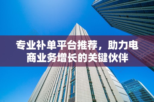 专业补单平台推荐，助力电商业务增长的关键伙伴