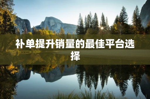 补单提升销量的最佳平台选择