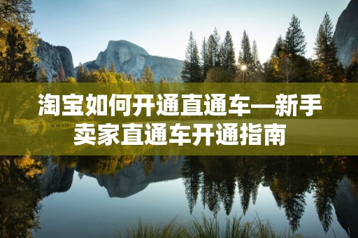 淘宝如何开通直通车—新手卖家直通车开通指南
