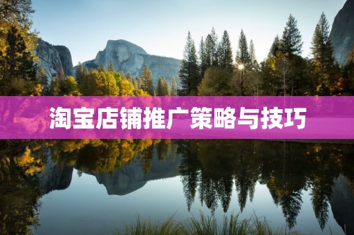 淘宝店铺推广策略与技巧