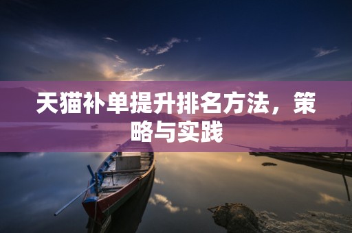 天猫补单提升排名方法，策略与实践