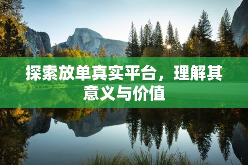 探索放单真实平台，理解其意义与价值