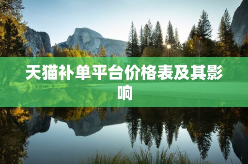 天猫补单平台价格表及其影响