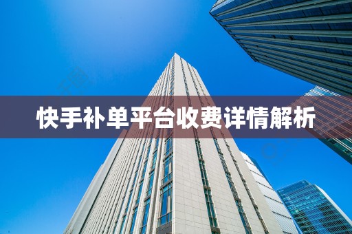 快手补单平台收费详情解析
