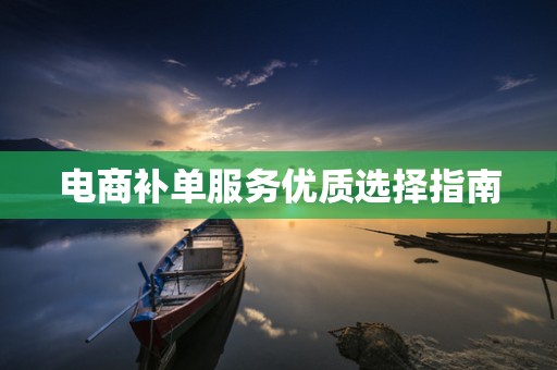 电商补单服务优质选择指南
