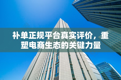 补单正规平台真实评价，重塑电商生态的关键力量