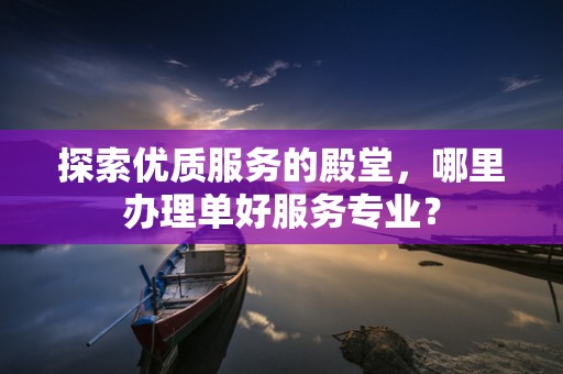 探索优质服务的殿堂，哪里办理单好服务专业？
