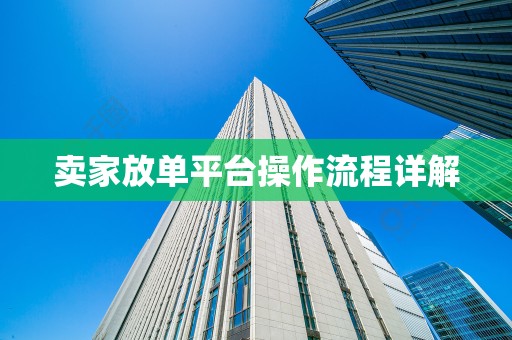 卖家放单平台操作流程详解