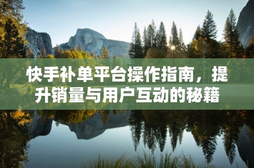 快手补单平台操作指南，提升销量与用户互动的秘籍
