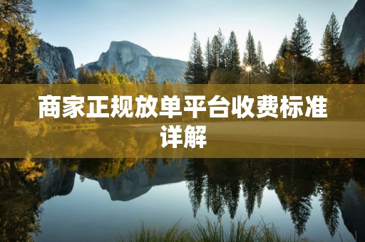 商家正规放单平台收费标准详解
