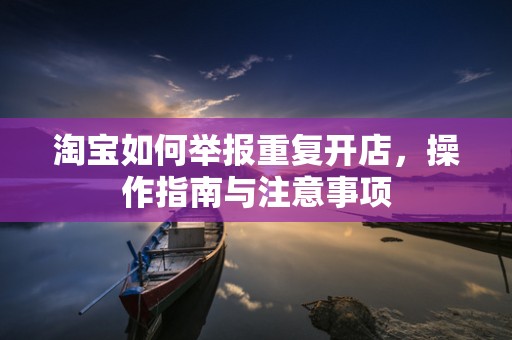 淘宝如何举报重复开店，操作指南与注意事项