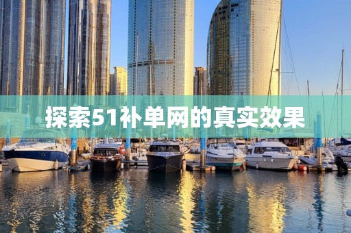 探索51补单网的真实效果