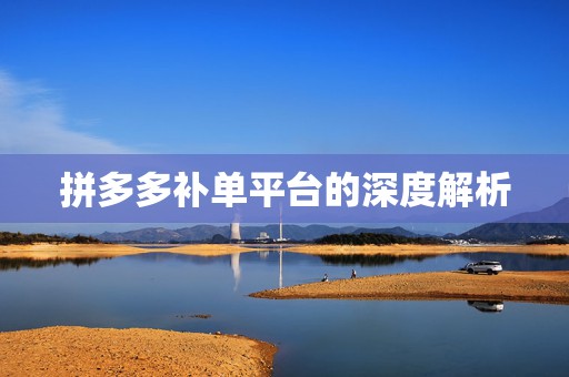拼多多补单平台的深度解析