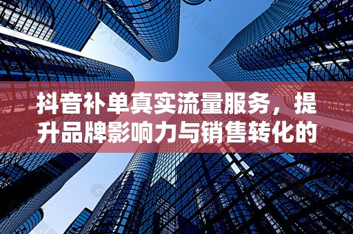 抖音补单真实流量服务，提升品牌影响力与销售转化的利器