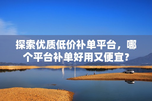 探索优质低价补单平台，哪个平台补单好用又便宜？