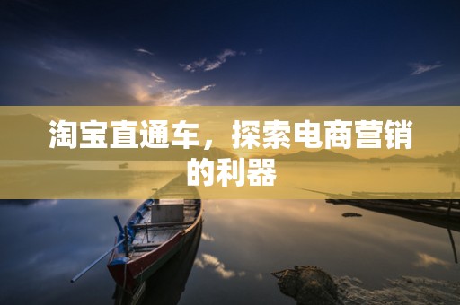 淘宝直通车，探索电商营销的利器