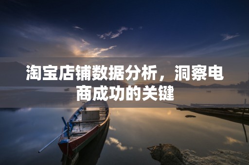 淘宝店铺数据分析，洞察电商成功的关键