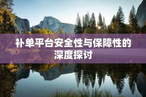 补单平台安全性与保障性的深度探讨