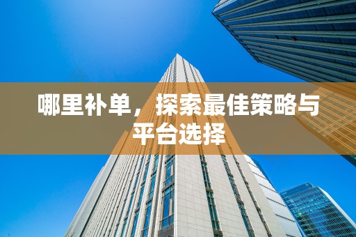 哪里补单，探索最佳策略与平台选择