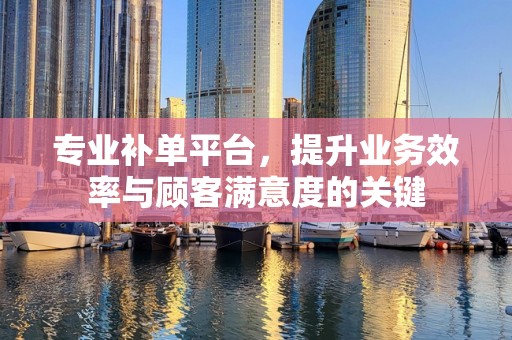 专业补单平台，提升业务效率与顾客满意度的关键