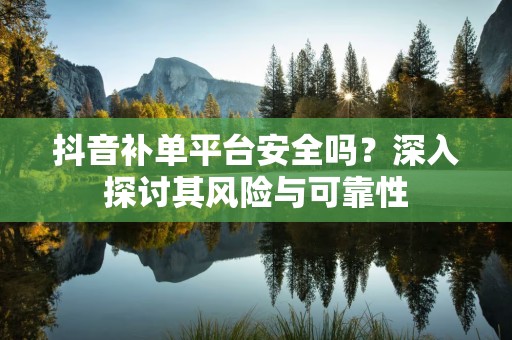 抖音补单平台安全吗？深入探讨其风险与可靠性