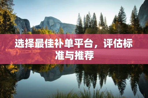 选择最佳补单平台，评估标准与推荐