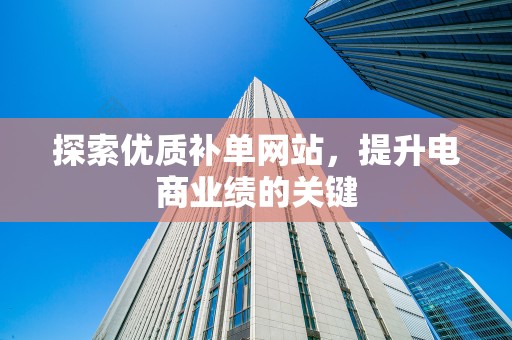探索优质补单网站，提升电商业绩的关键