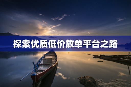 探索优质低价放单平台之路