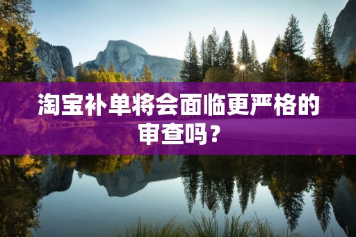 淘宝补单将会面临更严格的审查吗？