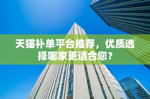 天猫补单平台推荐，优质选择哪家更适合您？