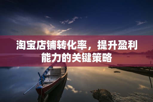 淘宝店铺转化率，提升盈利能力的关键策略