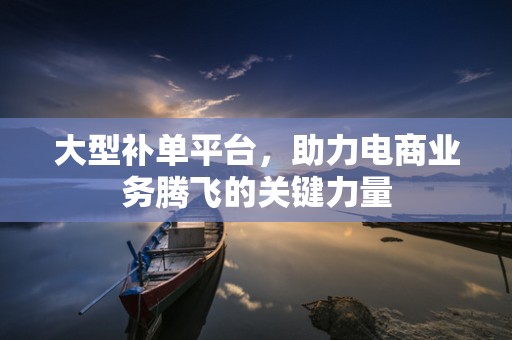 大型补单平台，助力电商业务腾飞的关键力量