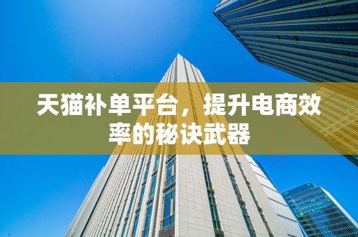 天猫补单平台，提升电商效率的秘诀武器